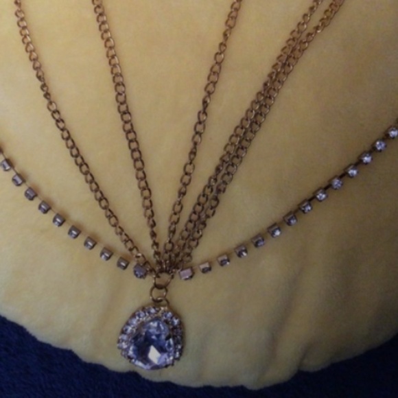 Rhinestone Headpiece and Finger Hand Harness Chain Bracelet - Picture 2 of 5